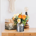 Natural galvanized mini flower pot with jute rope accent