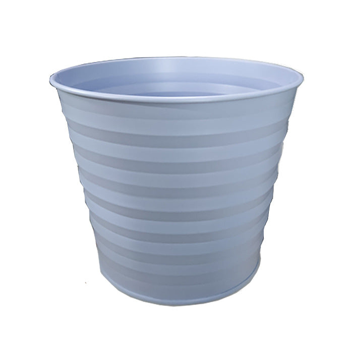 Round French vintage galvanized planter with spiral texture