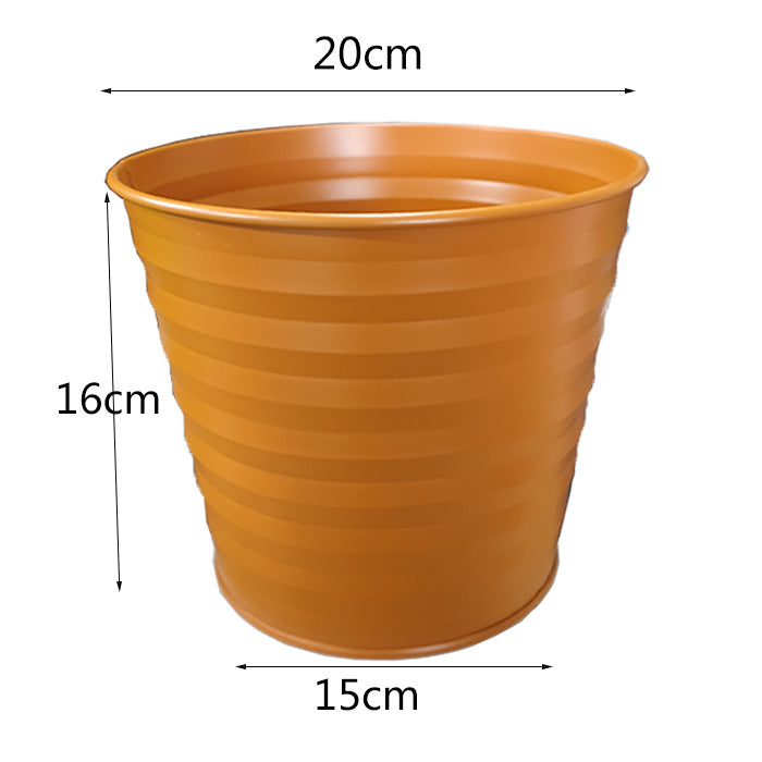 Round French vintage galvanized planter with spiral texture