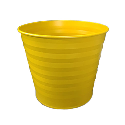 Round French vintage galvanized planter with spiral texture